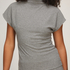 Top Short Sleeves Rib Mockneck, Gray