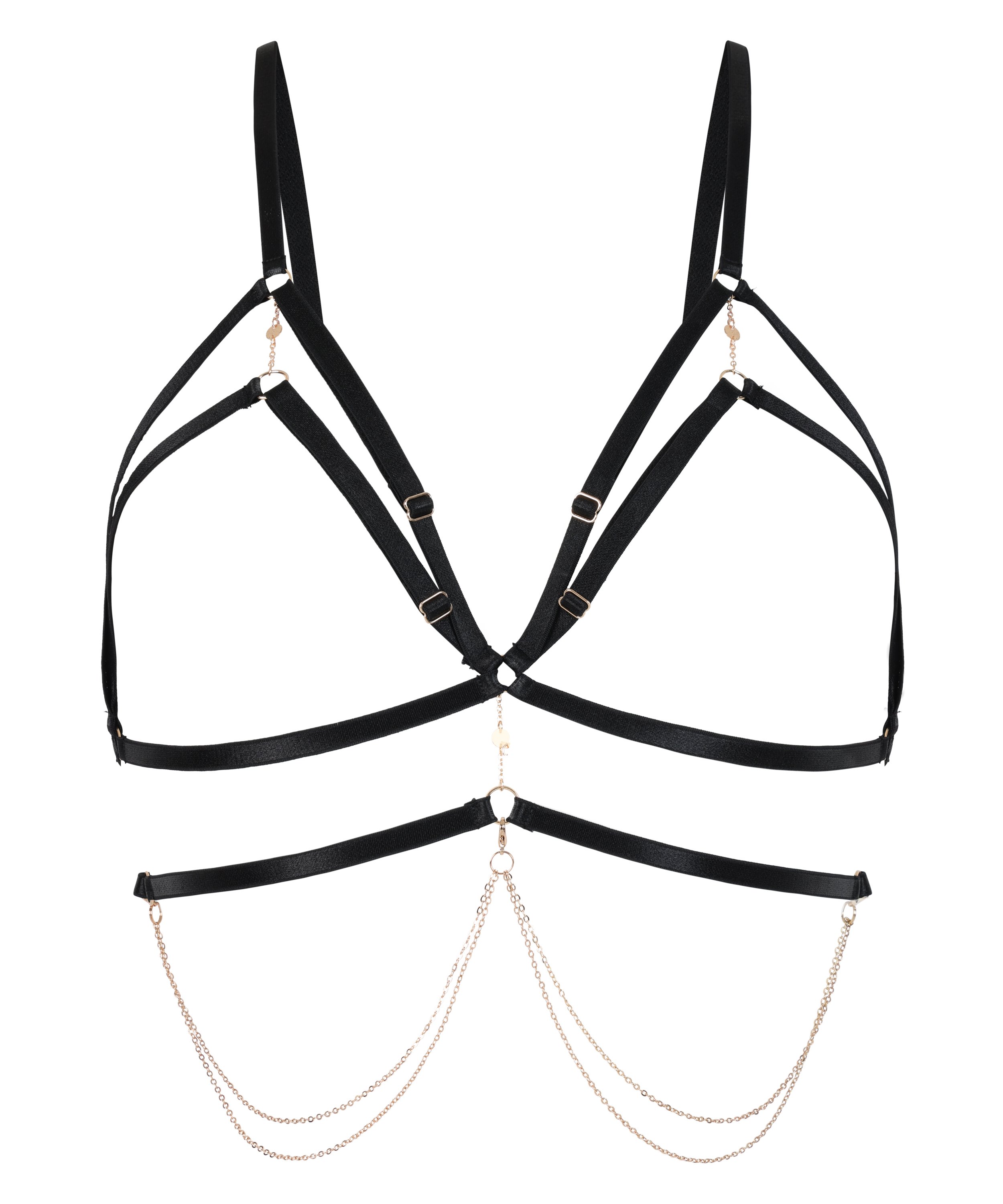 Chain Top Bralette, Black, main