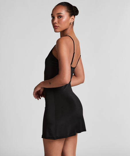 black slip for under dress Whipped Slip in Black | Black Mini Slip Dress main image 1