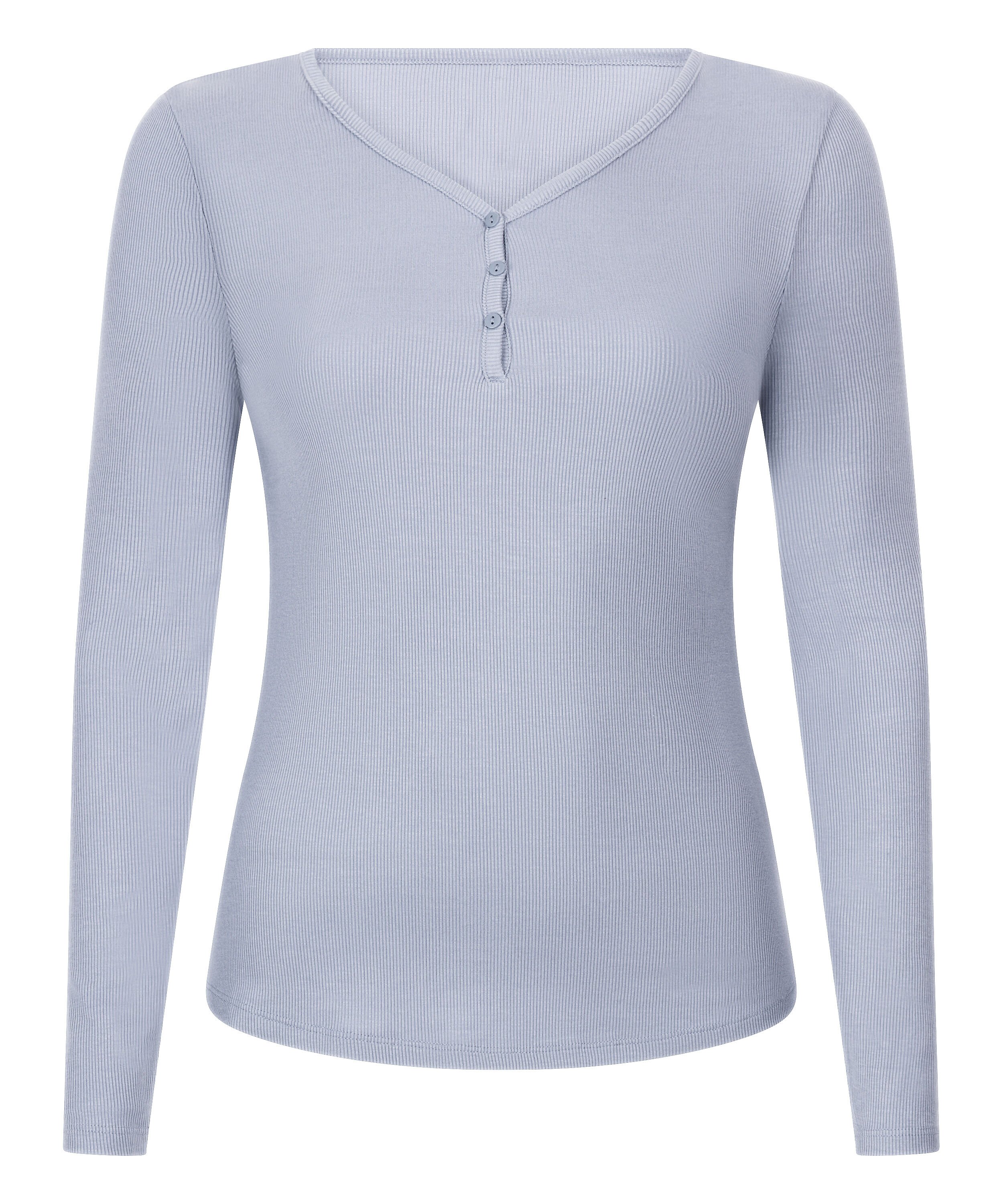 Longsleeved Pyjama Top Henley, Purple