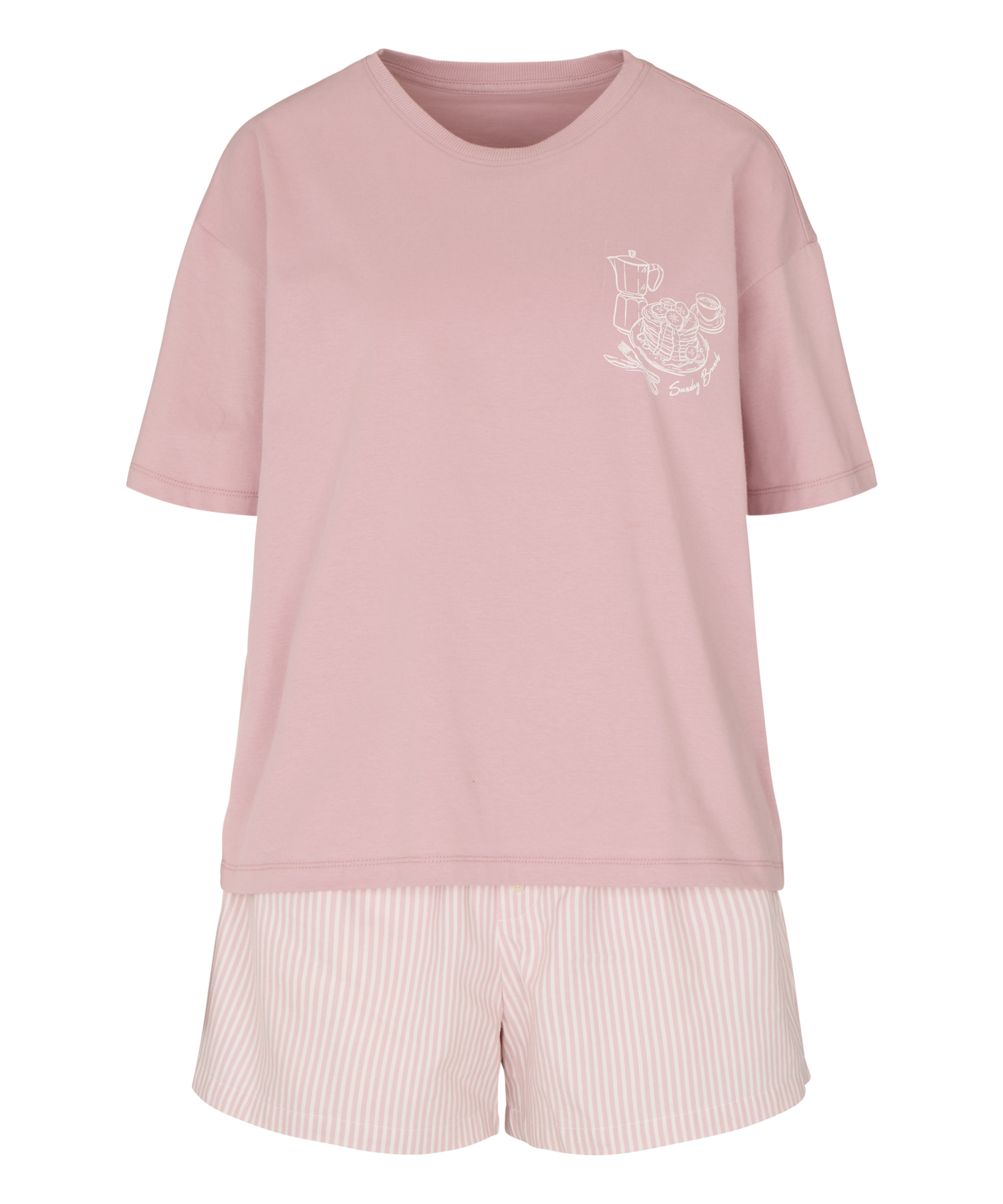Pyjama Set with Short and T-shirt, Pink, main