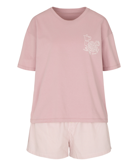 Pyjama Set with Short and T-shirt, Pink
