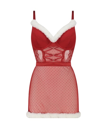 Sexy Santa Wired Slip Dress, Red