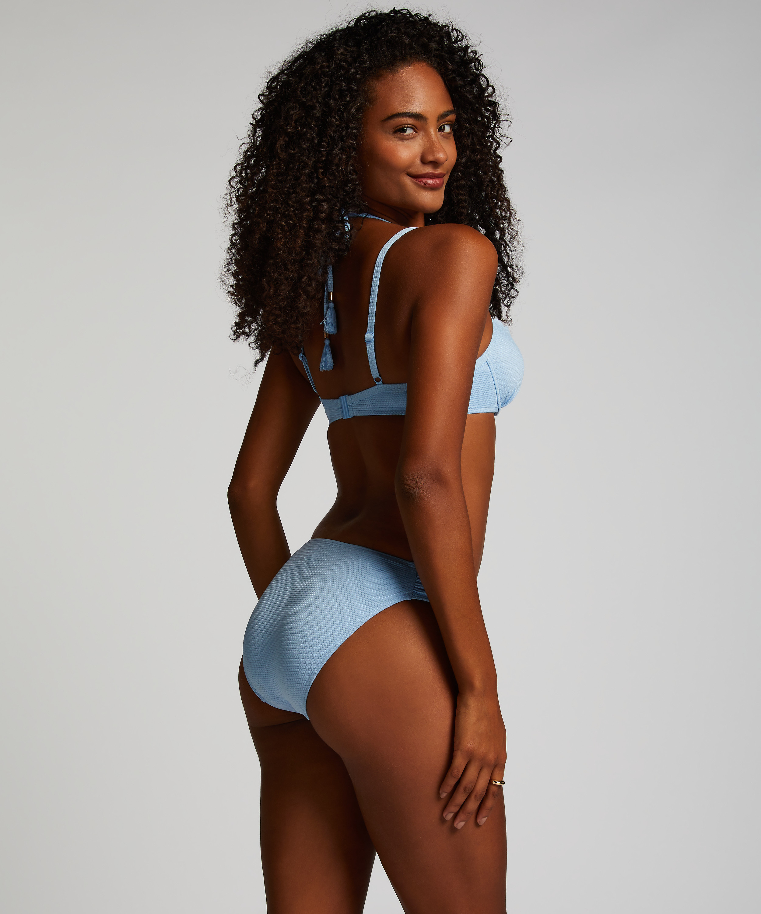 Scallop Padded Underwired Bikini Top, Blue, main