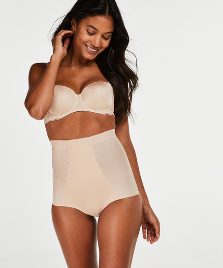 Sculpting scallop high waisted brief - Level 3, Beige