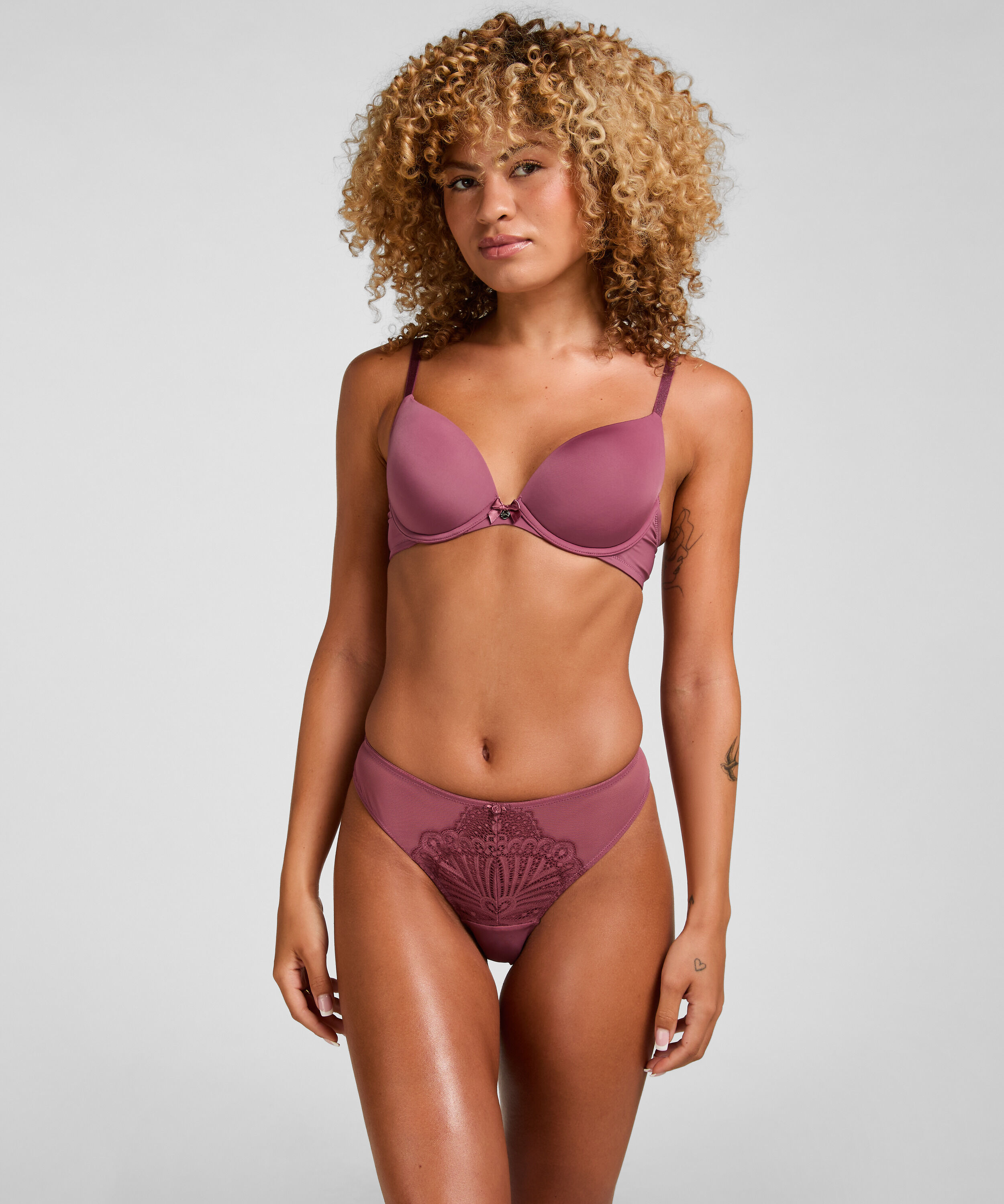 Plunge Padded Underwired Bra, Purple
