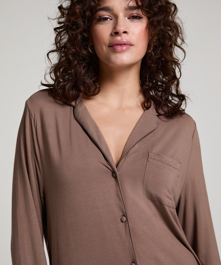 Essential Jersey Shirtdress, Brown