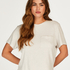 Rib Short-Sleeved Top, Beige