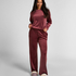 Velours Pyjama Pants, Red