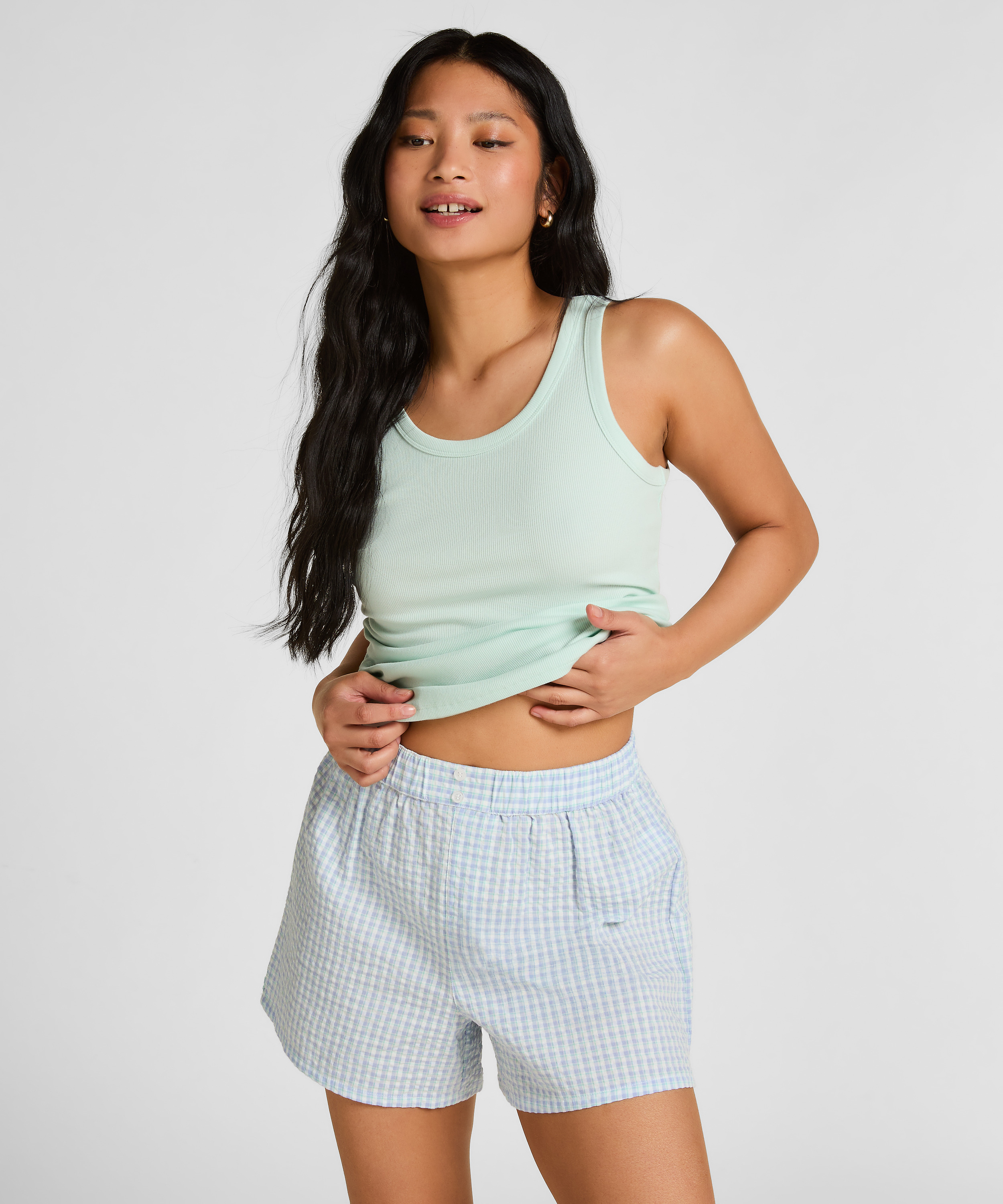 Pyjama Short Seersucker, Blue, main
