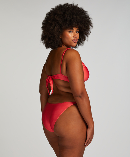 Luxe Cheeky Tanga Bikini Bottoms, Red