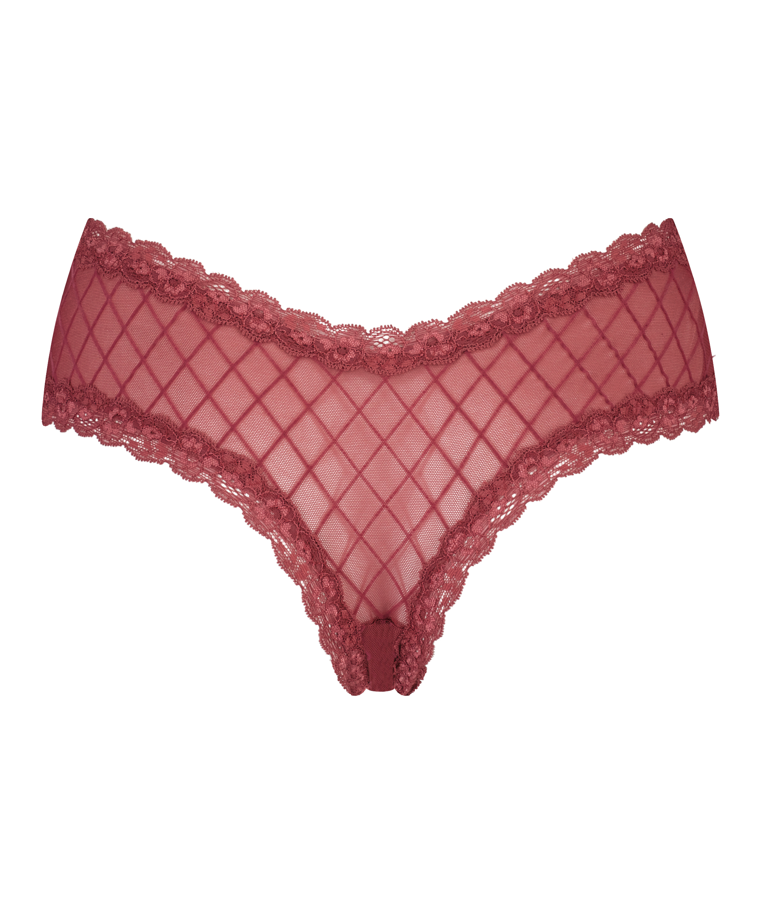 V-shaped Brazilian knickers mesh, Red, main