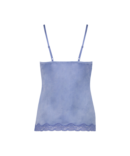 Velours Lace Cami Top, Blue