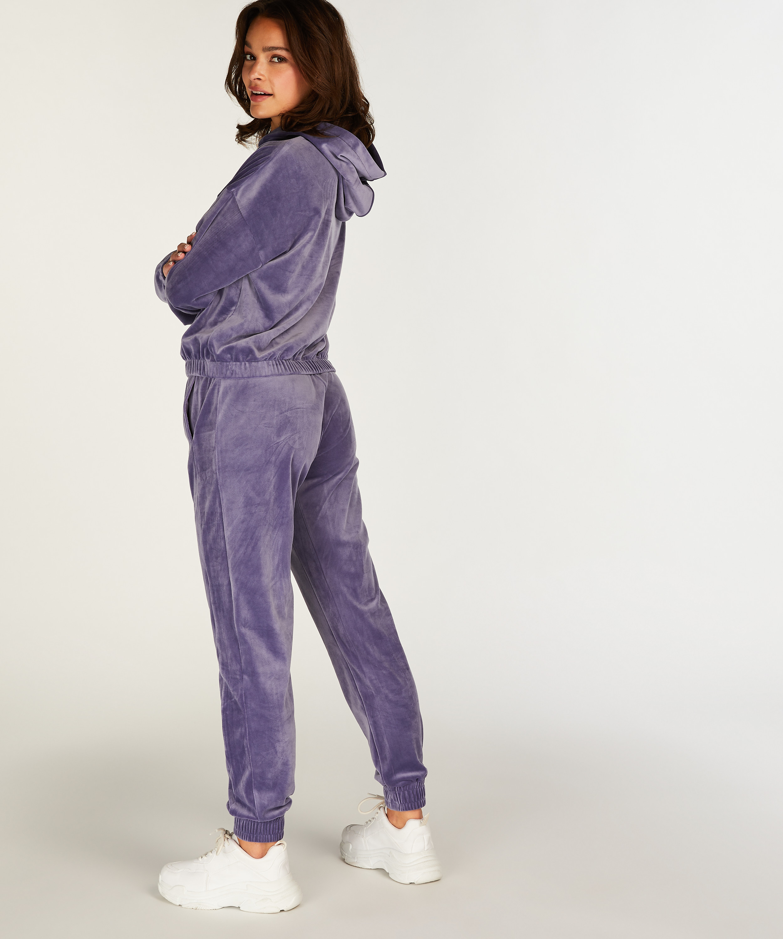 Velour Jogging Bottoms, Purple, main