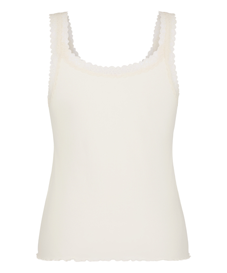 Singlet Rib Jersey Lace, White