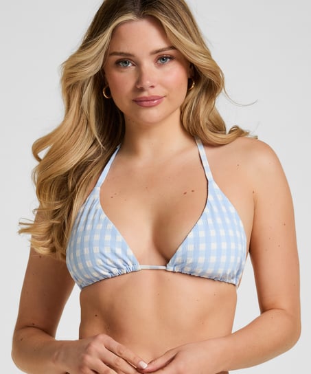 Amalfi Triangle Bikini Top, Blue