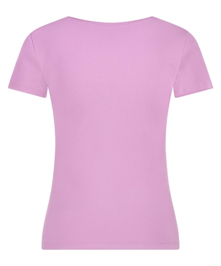 Henley Short Sleeved Pyjama Top, Purple