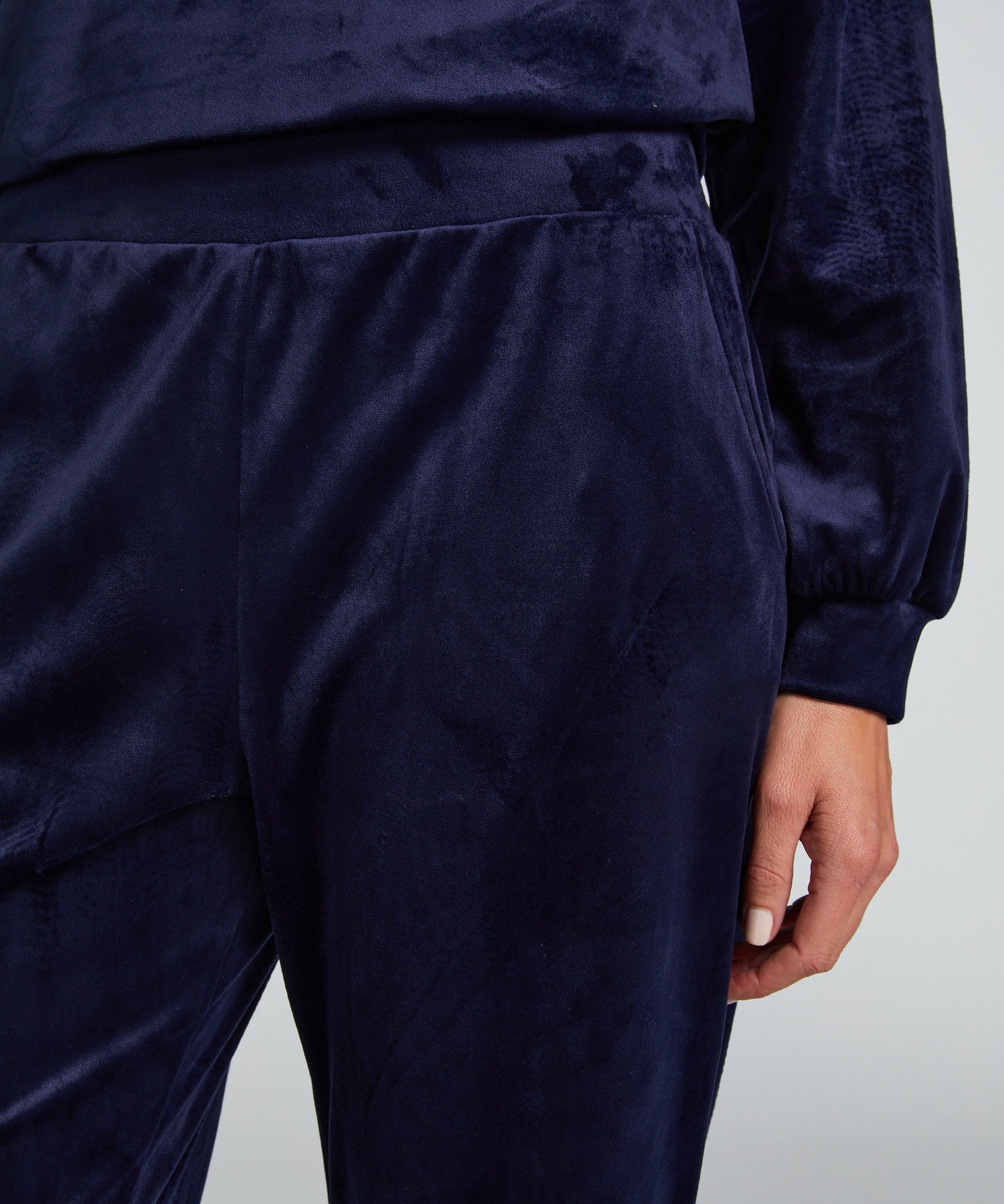 Velours Pyjama Pants, Blue, main