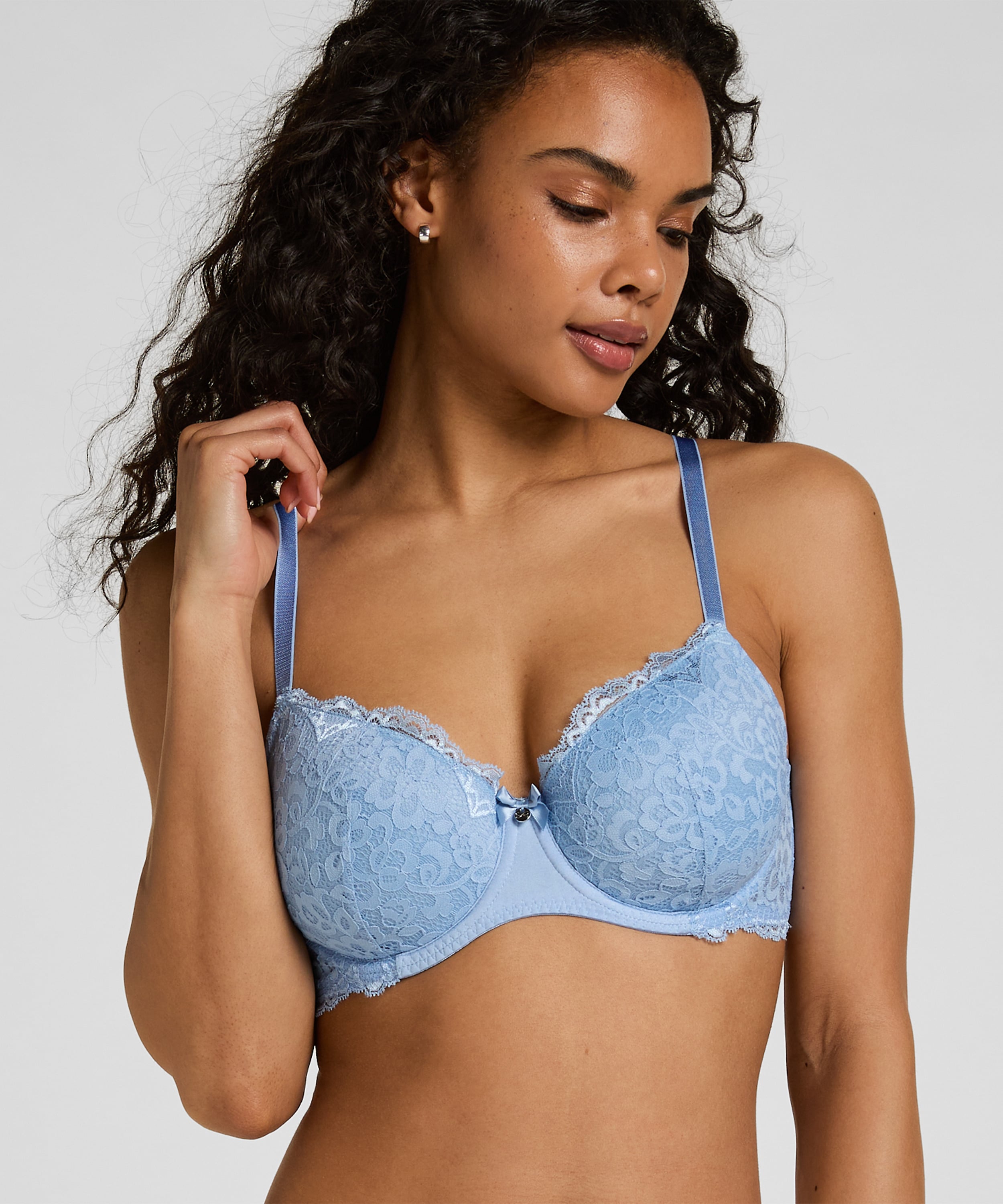 Marine Padded Underwired Bra, Blue, main