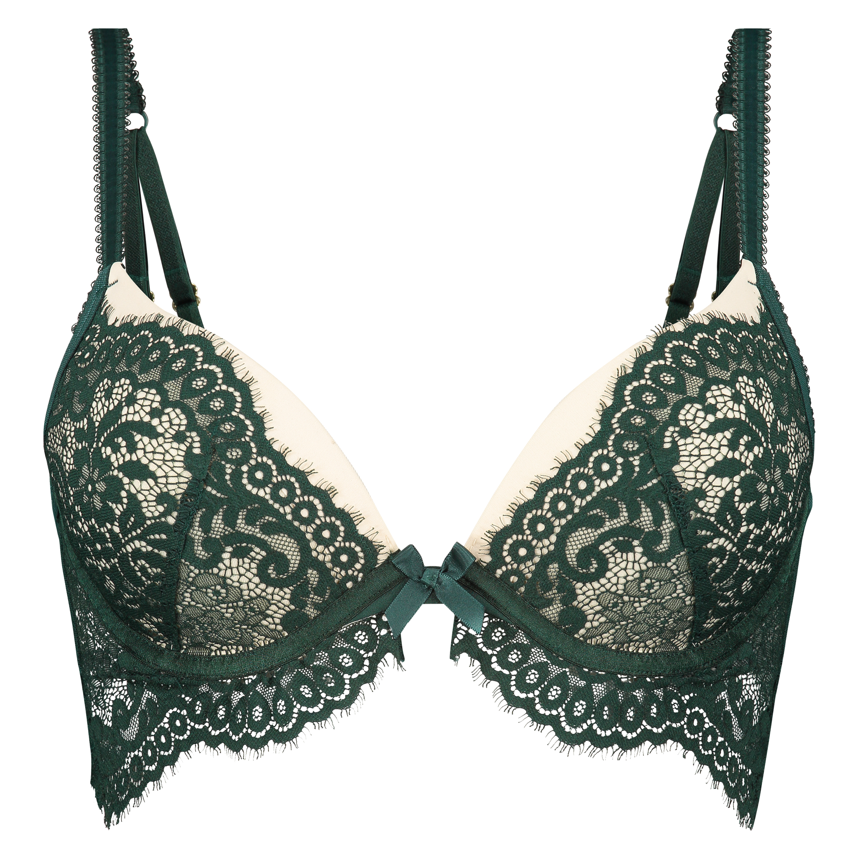 Ingrid padded push-up underwired bra, Green, main