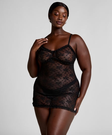 women lace babydoll sleepwear with garter belt slip dress Chemise Lingerie Sexy Nightie Full Slips Lace Babydoll Sleepwear with G  String Pink Small