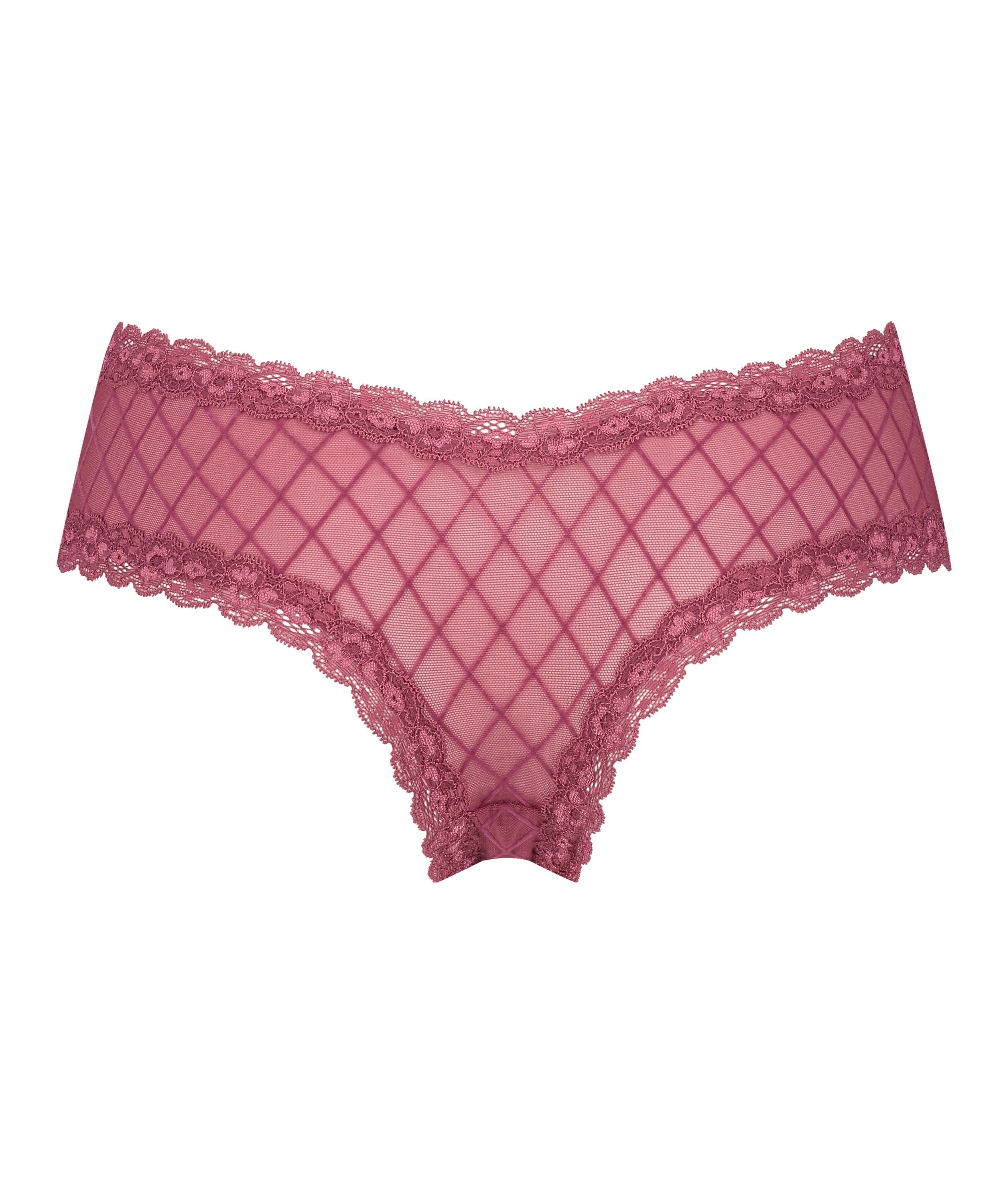 V-shaped Brazilian knickers mesh, Red, main