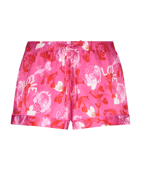 Satin pyjama shorts, Pink