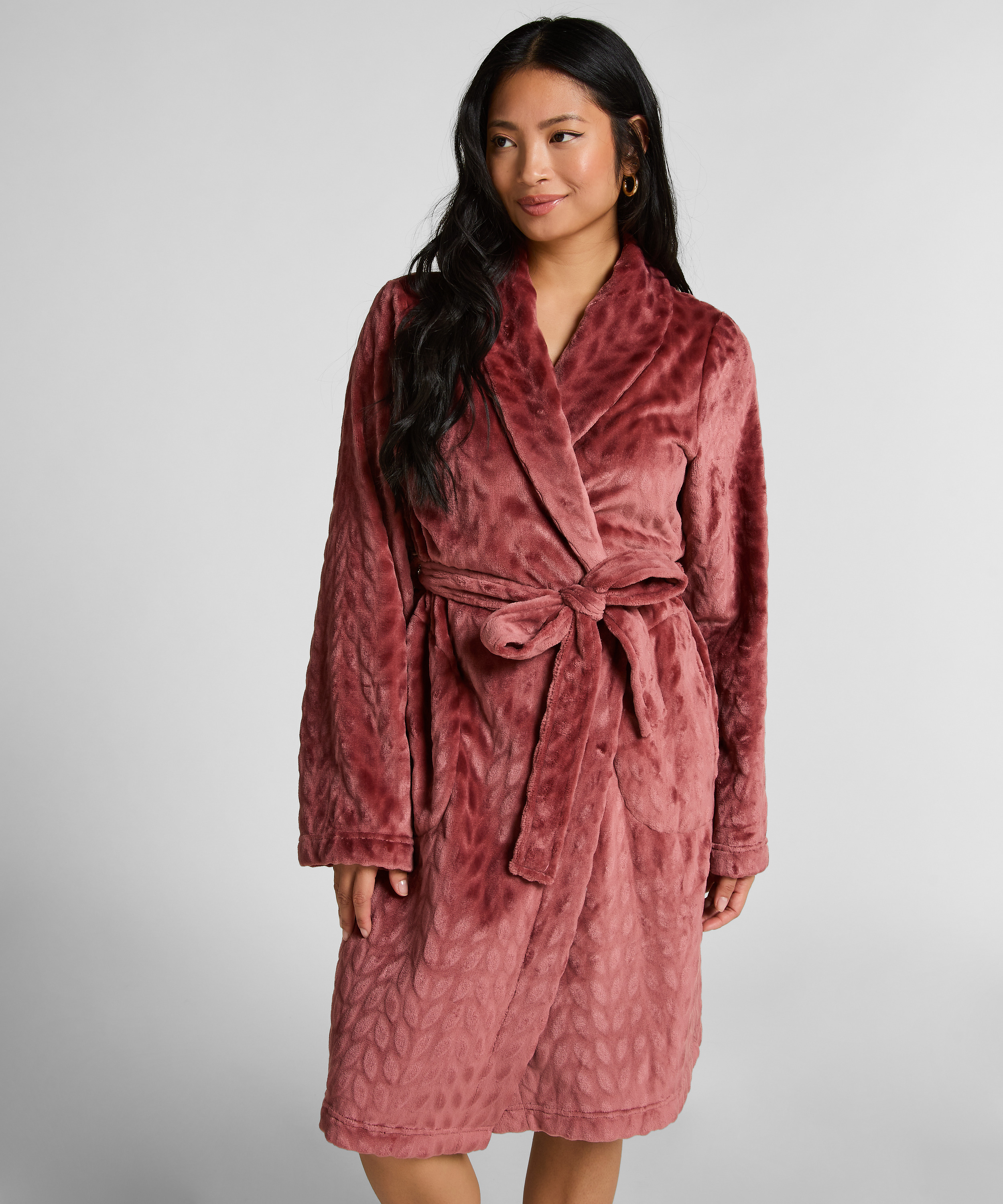 Fleece Bathrobe, Purple, main