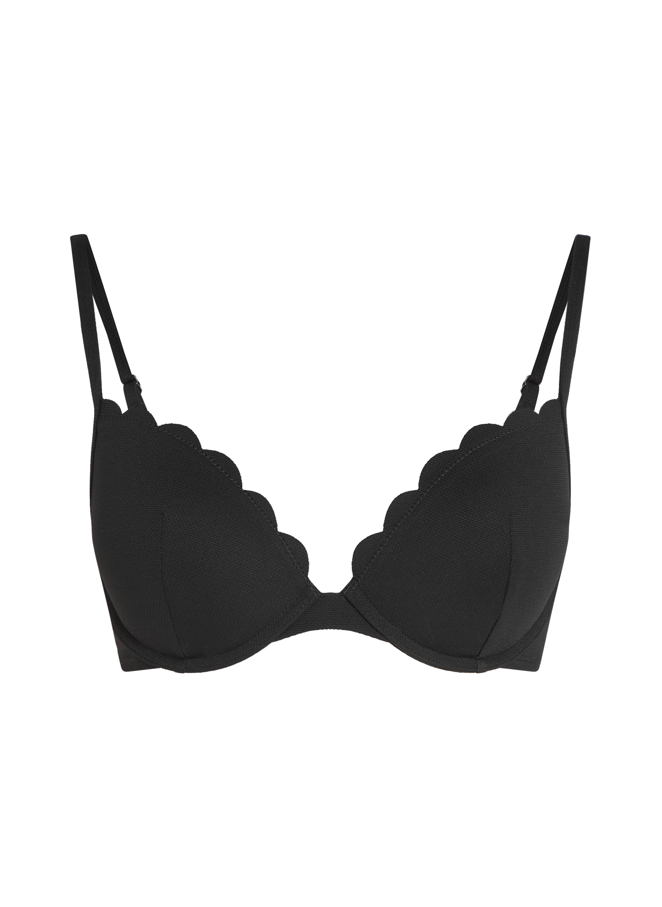Scallop push-up underwired bikini top Cup A - E, Black, main