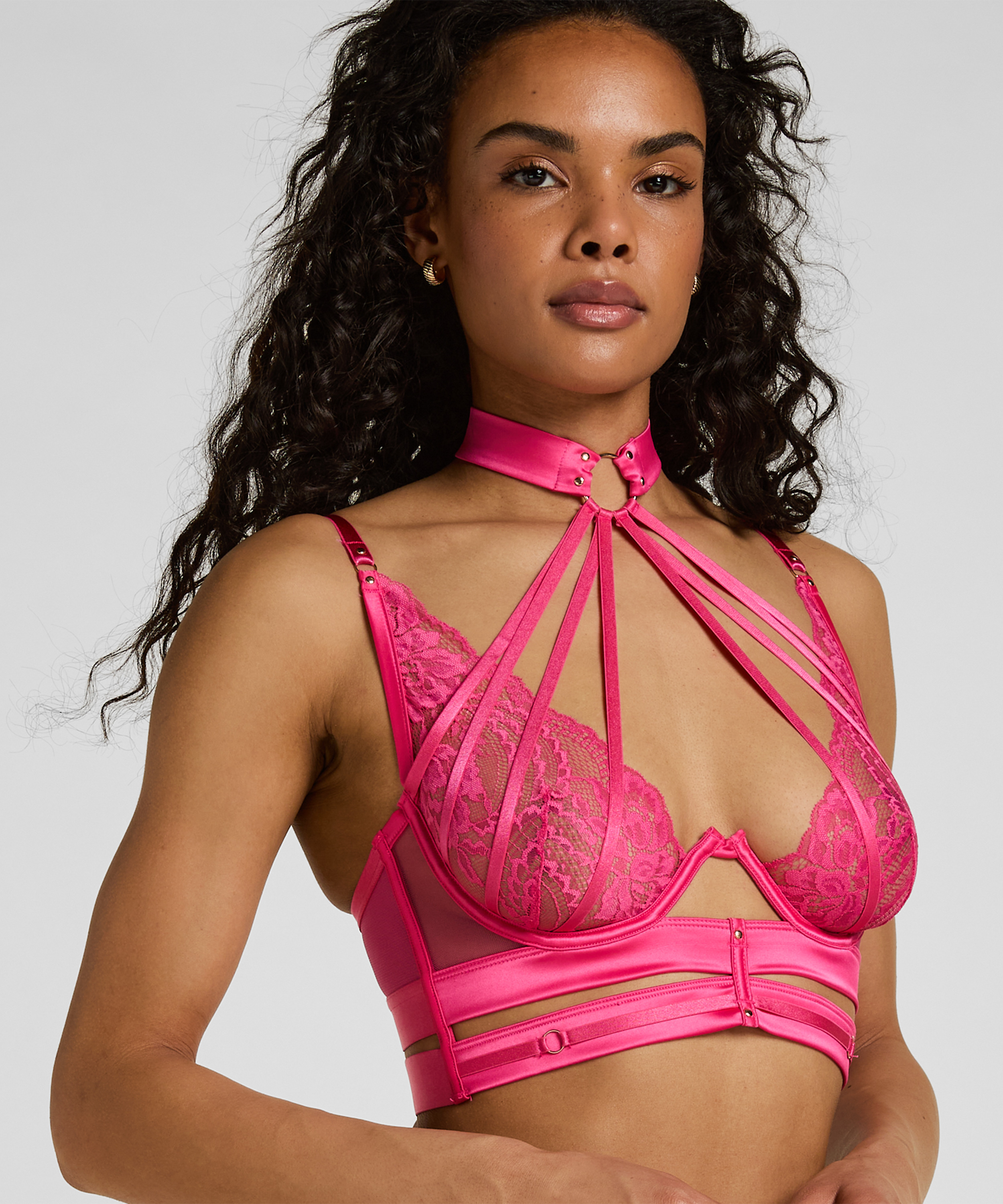 Emmeline Non-Padded Underwired Longline Bra, Pink, main