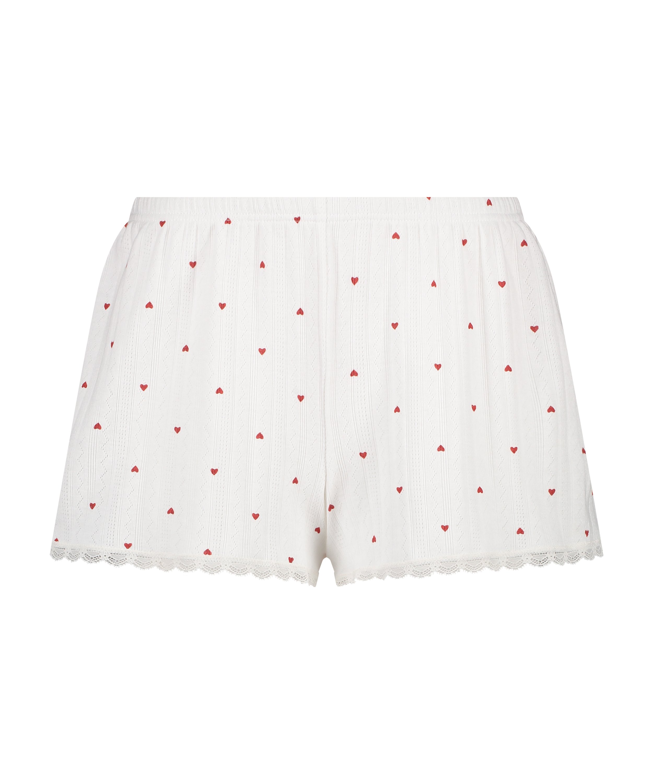 Pointelle Pyjama Shorts, White, main