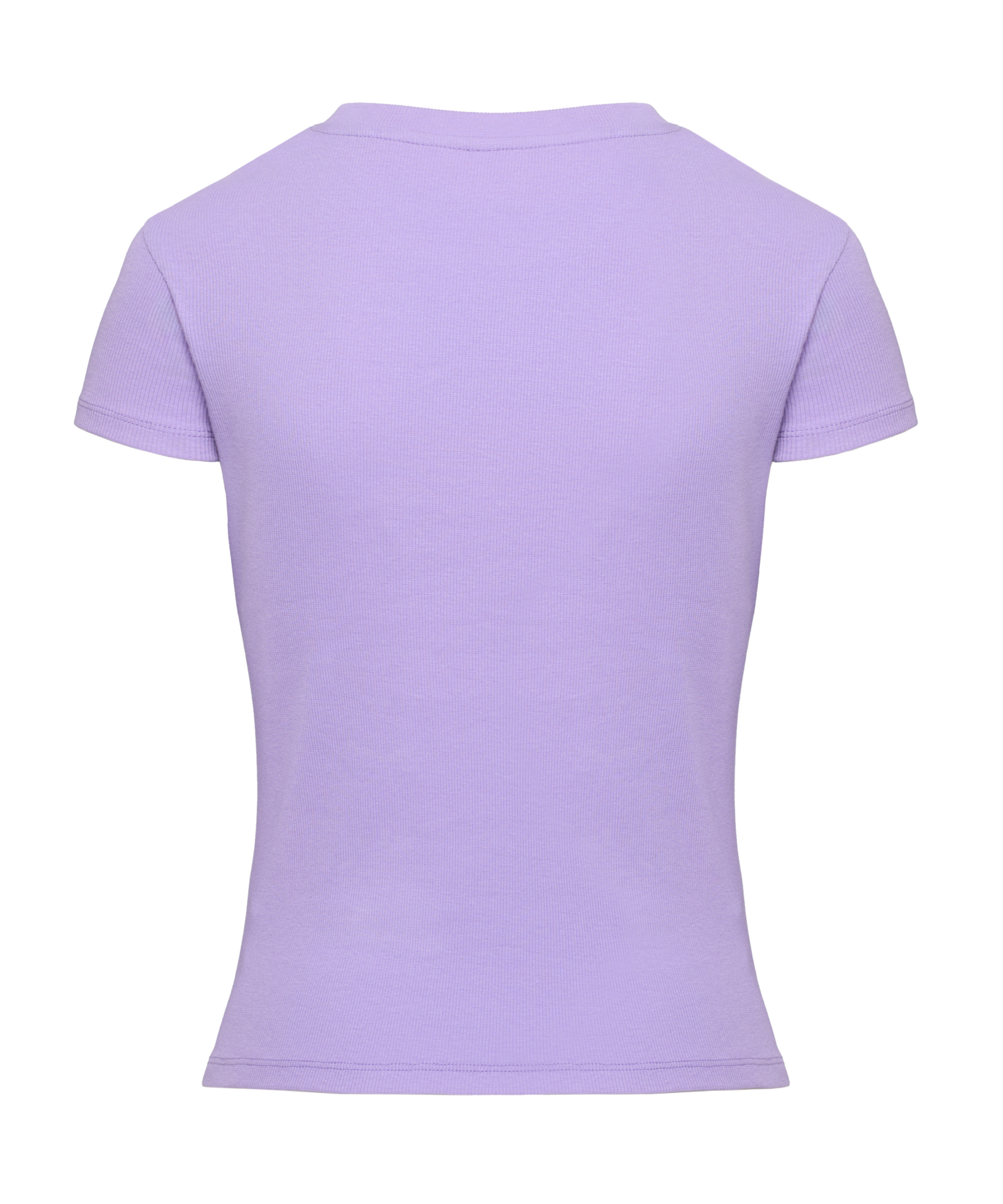 Ribbed Crew Neck Short-Sleeved Pyjama Top, Purple, main