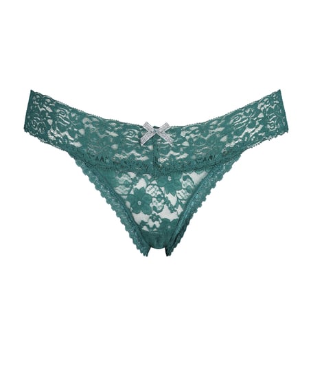 Floral Lace Thong, Blue