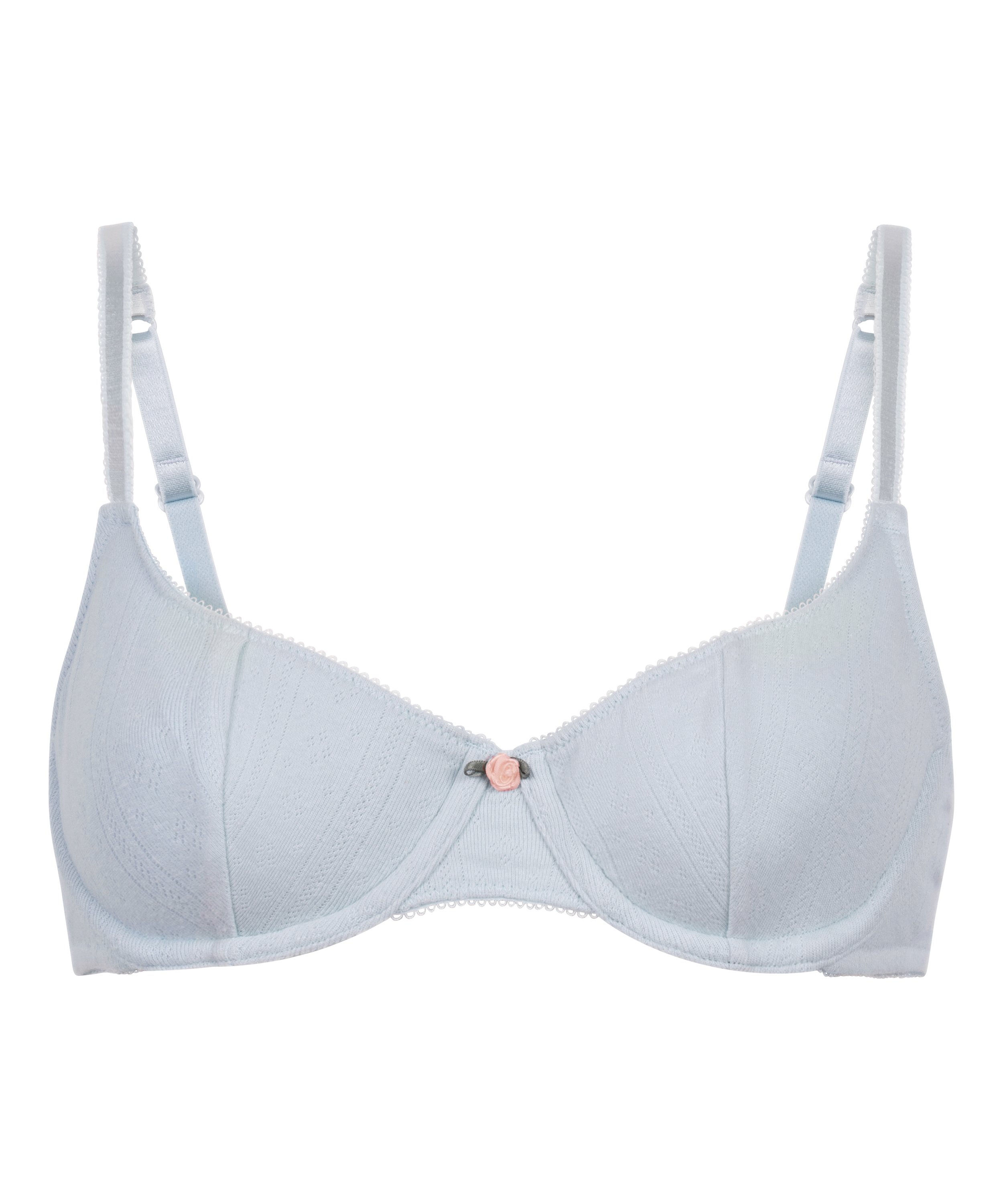 Pointelle Non-padded Underwired Bra, Blue, main