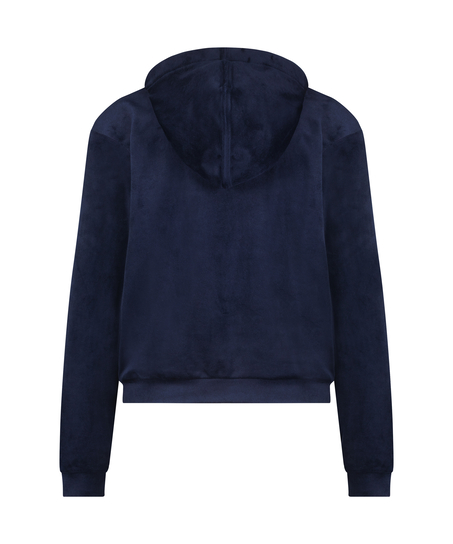 Velour hoodie jacket, Blue