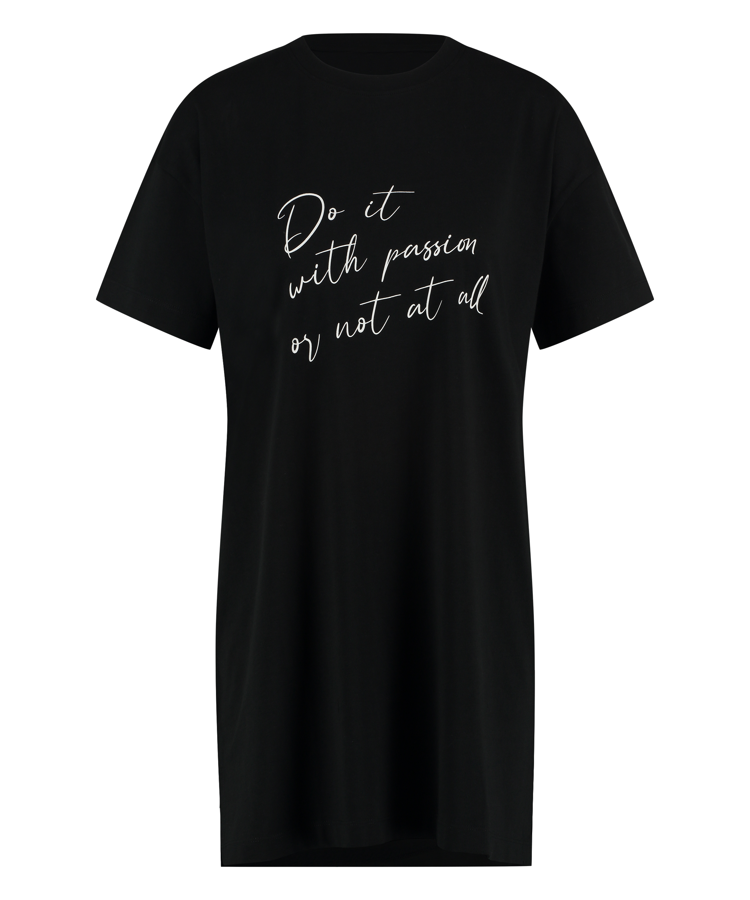 Round Neck Nightshirt, Black, main