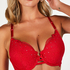 Oceana Padded Underwired Push-Up Bra, Red