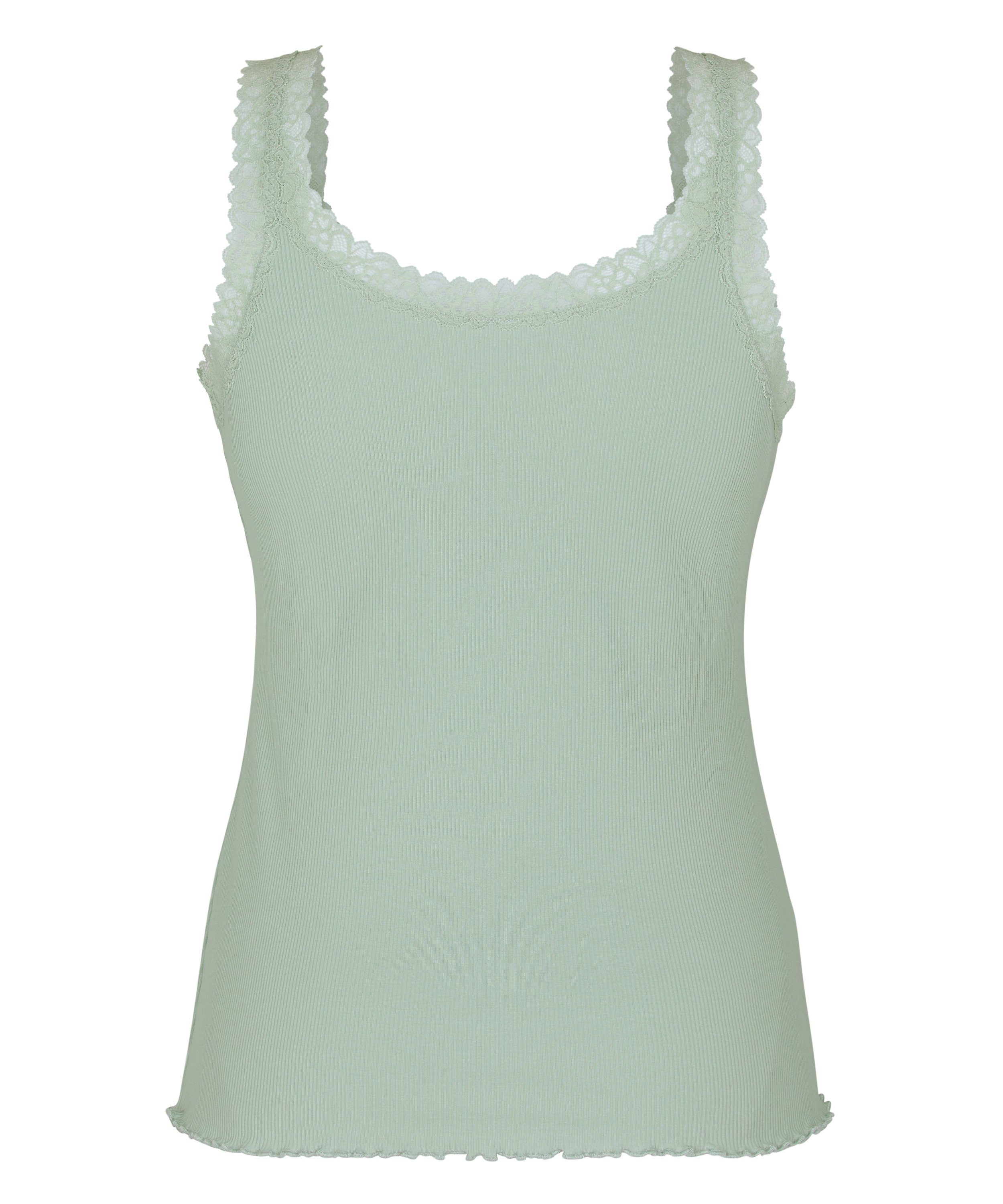 Singlet Rib Jersey Lace, Green, main