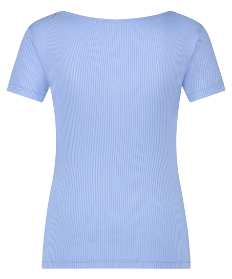 Henley Short Sleeved Pyjama Top, Blue