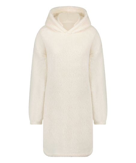 Snuggle Fleece Lounge Dress, White