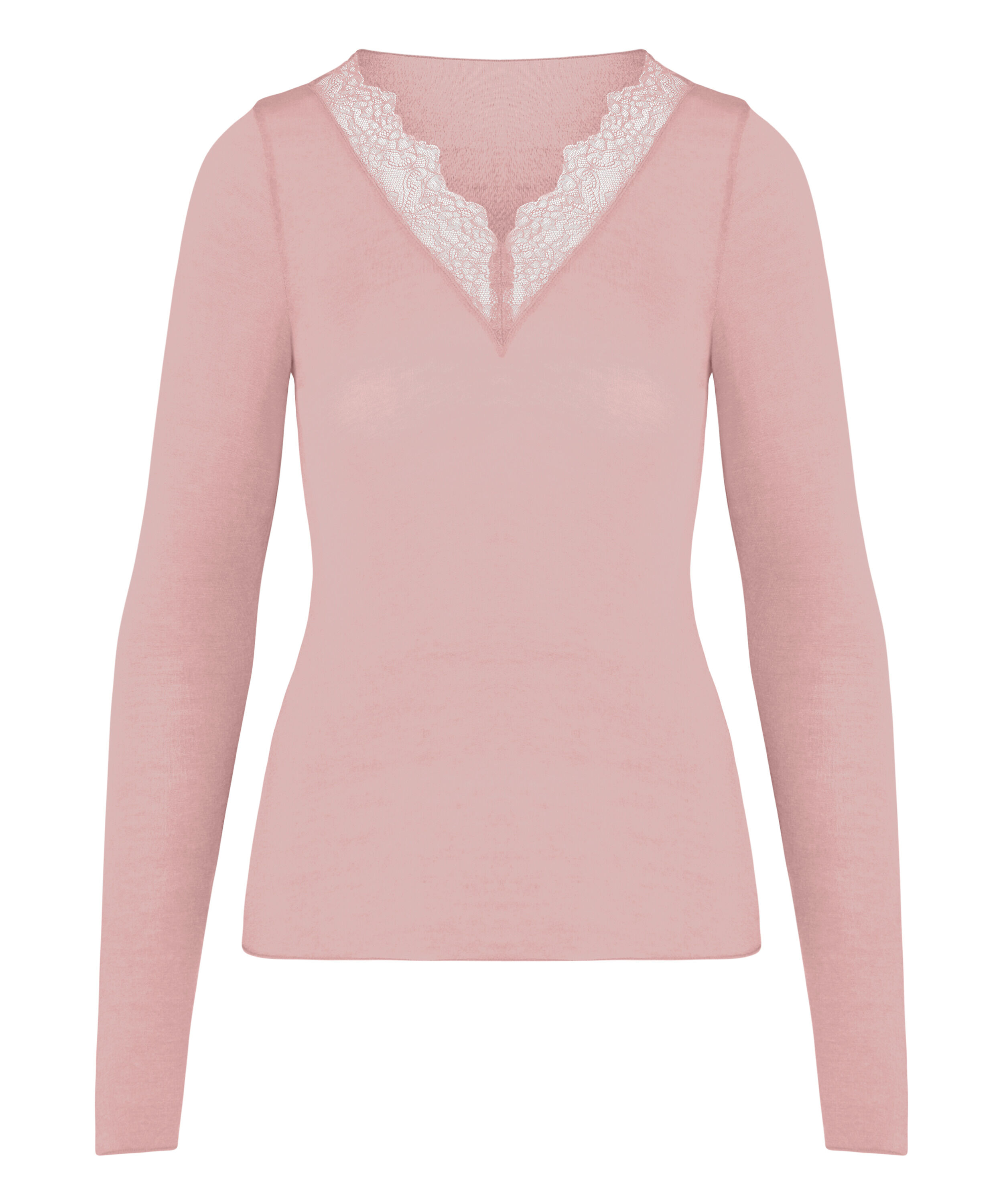 super soft Lace V-Neck shirt with Cashmere, Pink