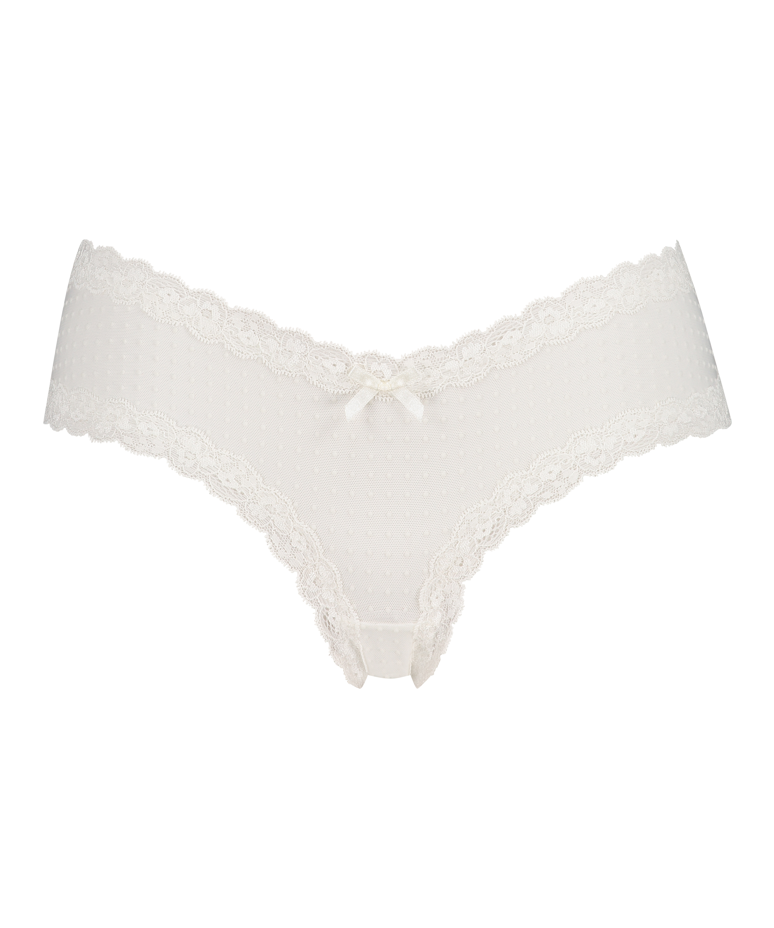 V-shaped Brazilian knickers mesh, White, main