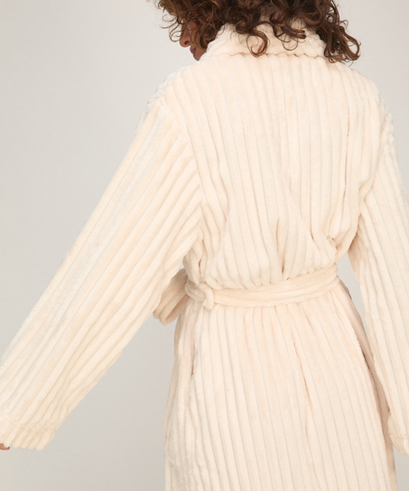 Bathrobe Jacqueared Fleece, White