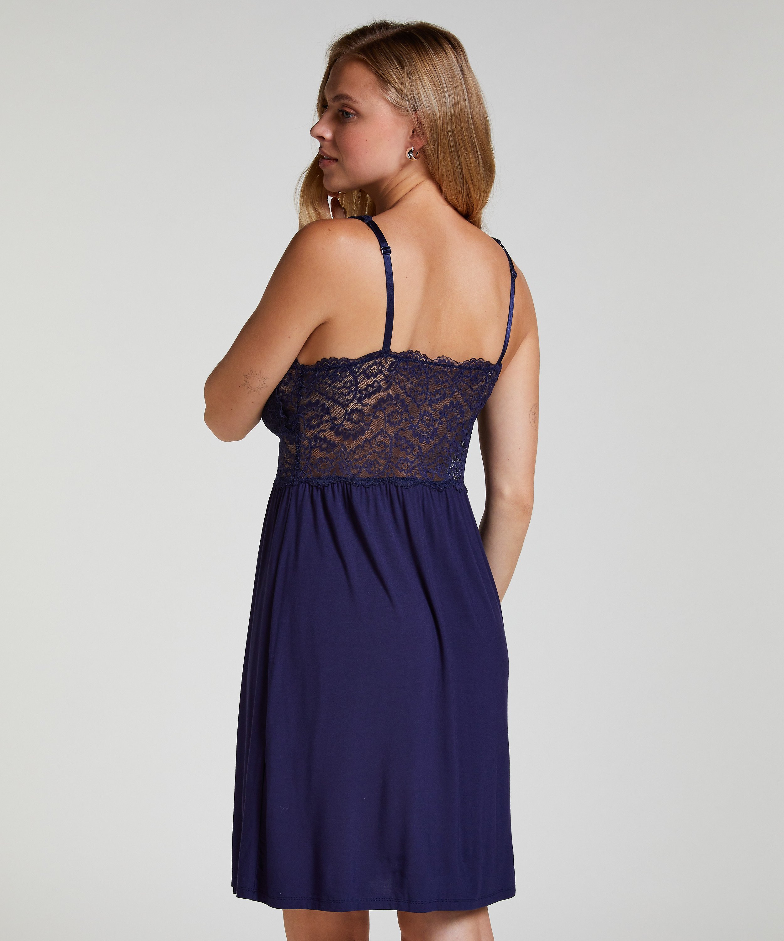 Nora Lace Slip Dress, Blue, main