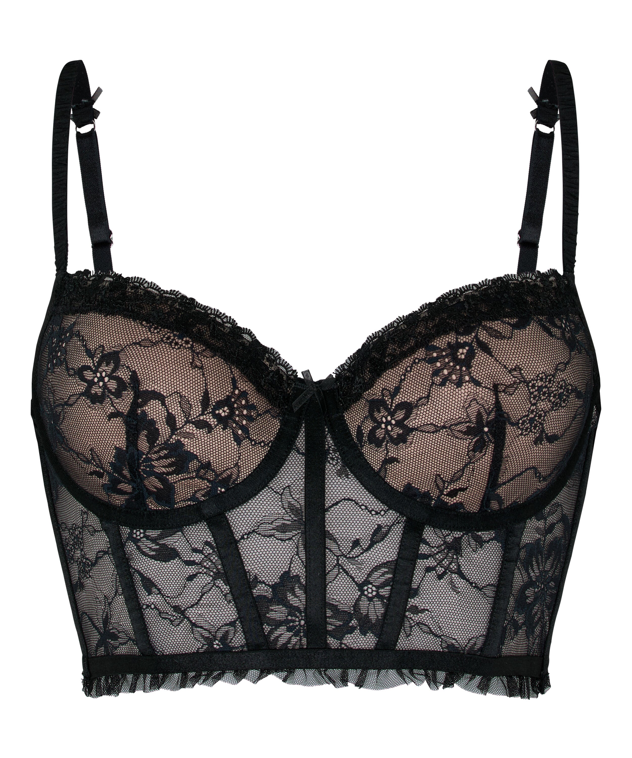 Padded Underwired Longline Bra Felicity, Black