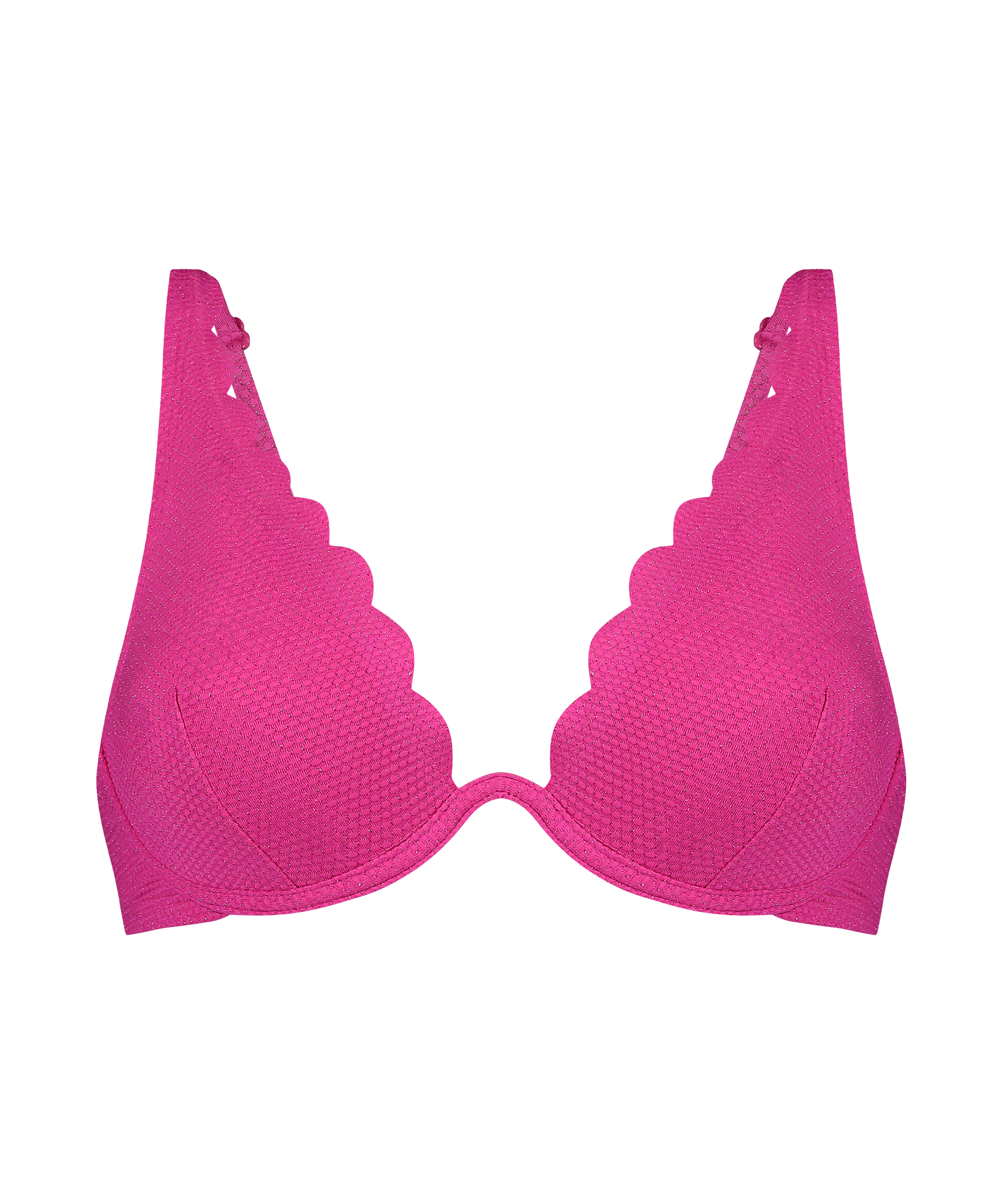 Scallop Lurex Bikini Top, Pink, main