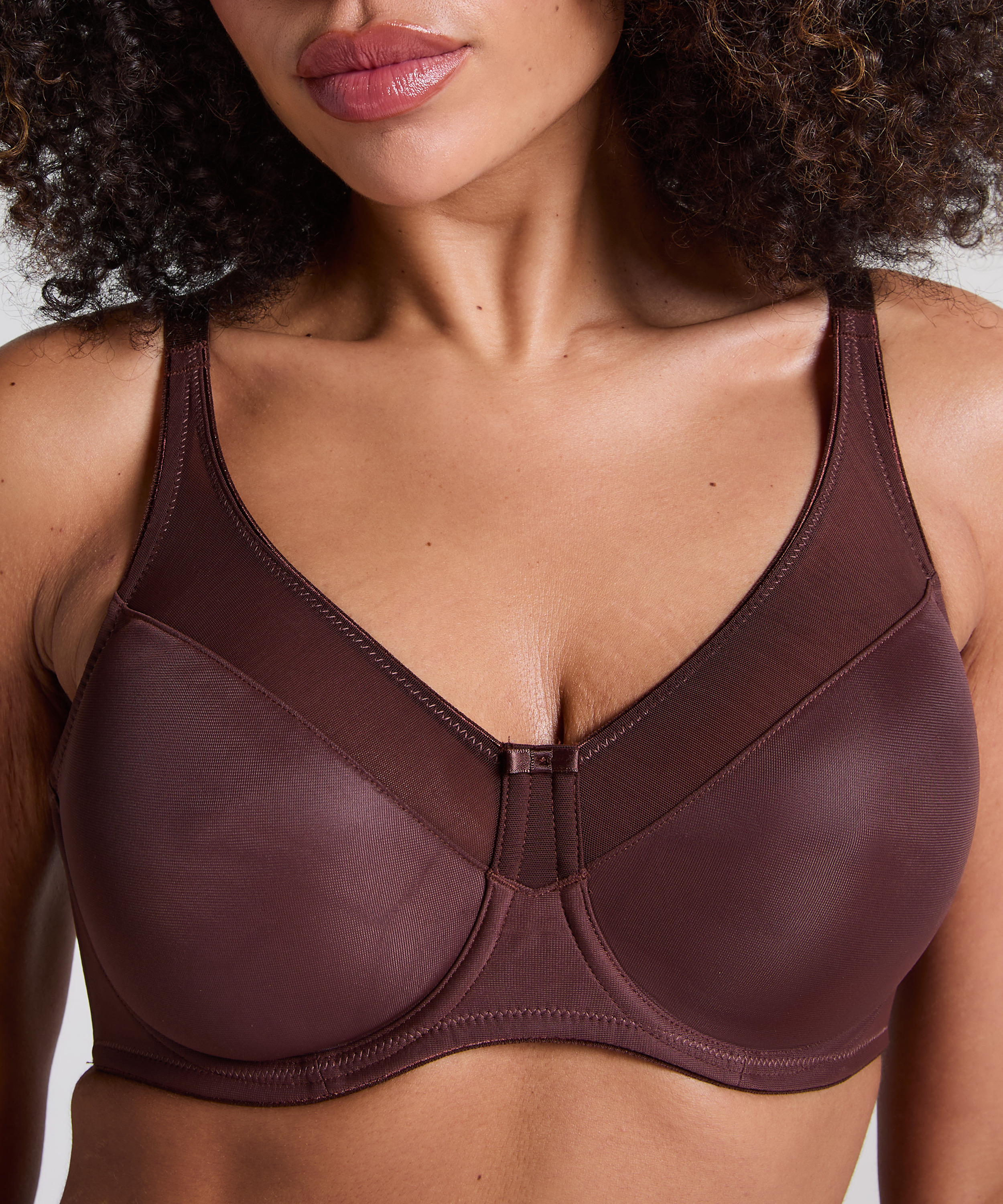 Nina Non-Padded Underwired Minimizer Bra, Brown, main