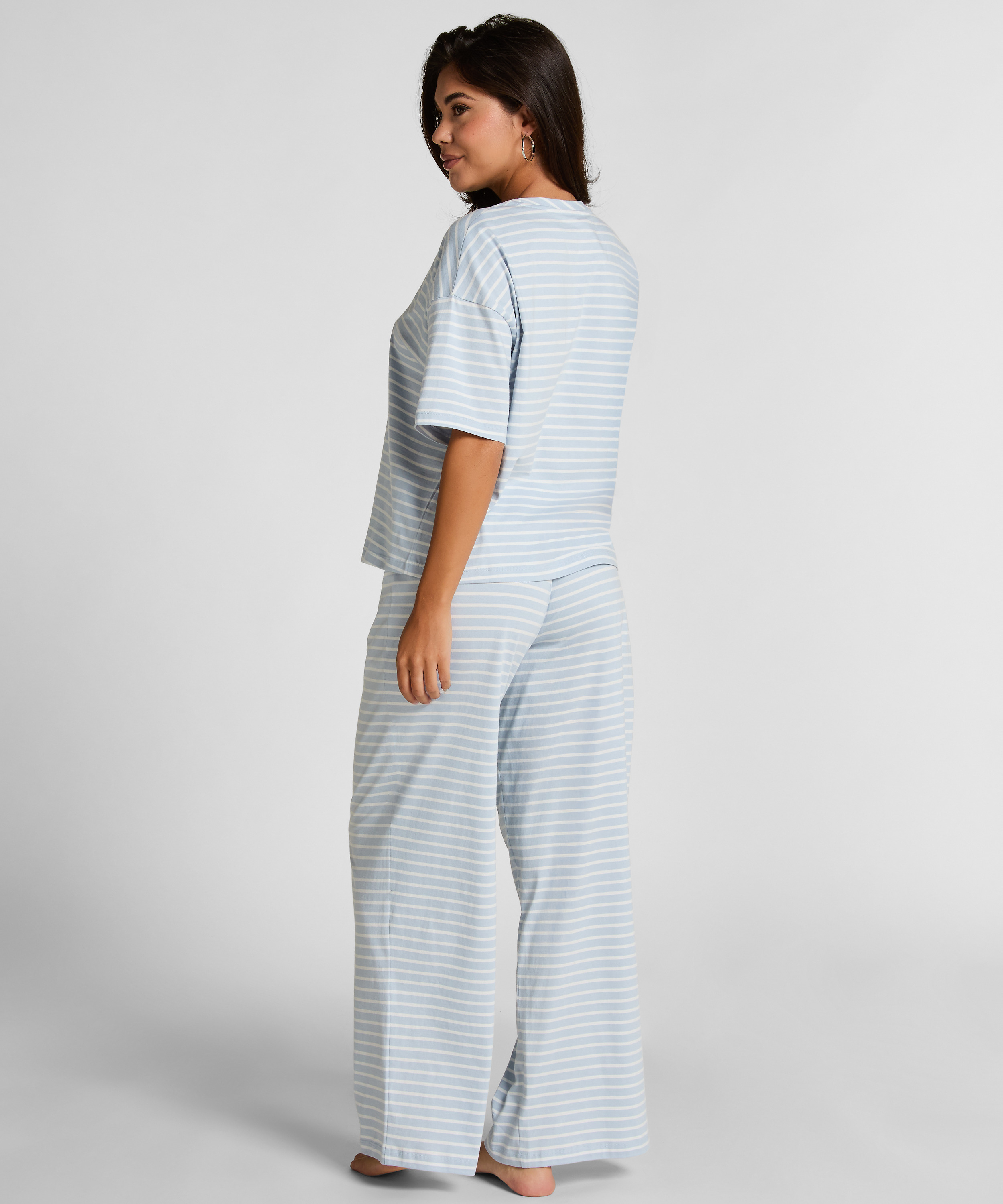Pyjama Set Cotton Jersey Long, Blue, main