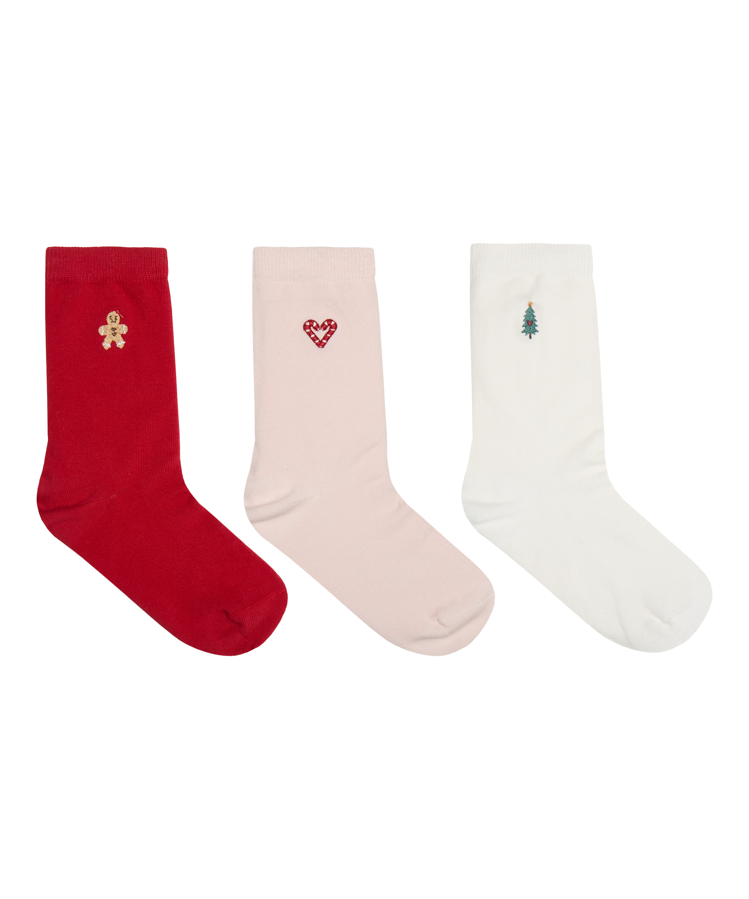 Socks 3 Pair Cotton, Red, main