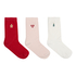 Socks 3 Pair Cotton, Red